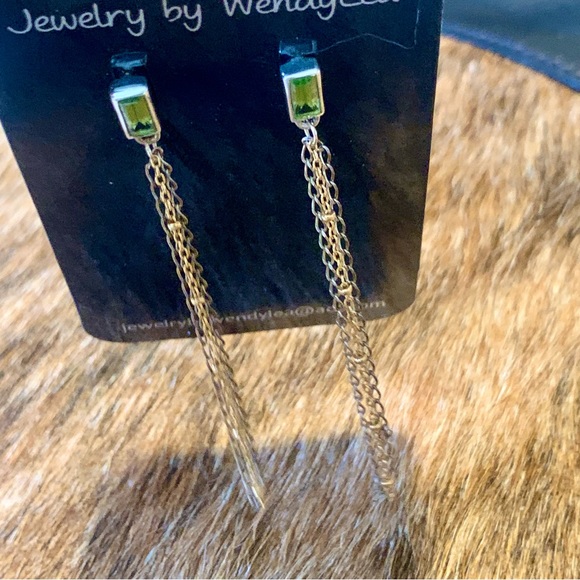 NWT Genuine Peridot & Sterling Silver Dangle Earrings - Picture 5 of 7